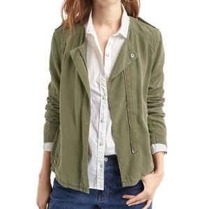 GAP Army Green Tencel Moto Jacket Sz S
